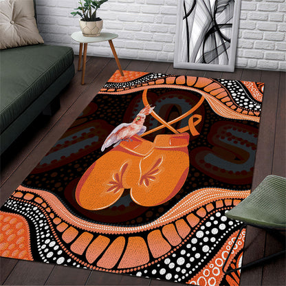 Australia Leukemia Support Area Rug Aussie Cockatoo Fight Boxing Gloves Aboriginal Art