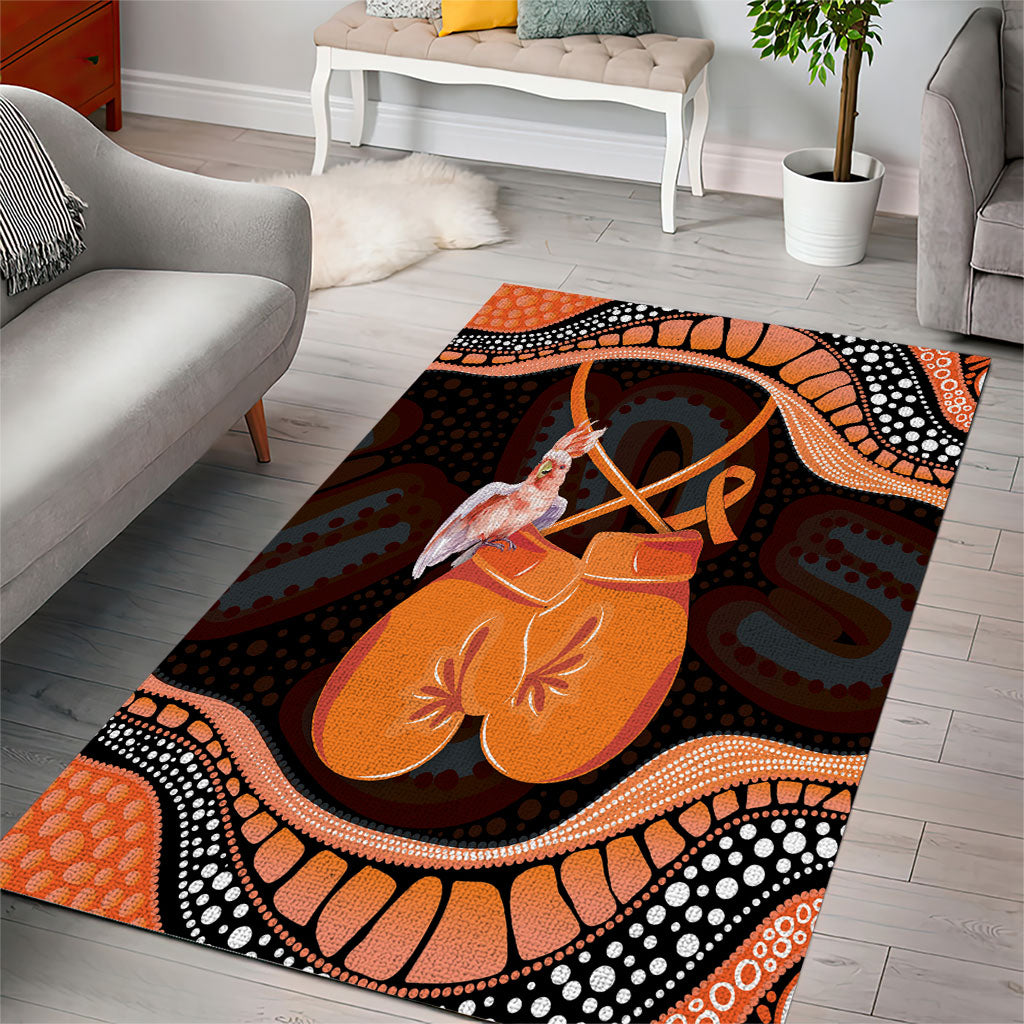 Australia Leukemia Support Area Rug Aussie Cockatoo Fight Boxing Gloves Aboriginal Art