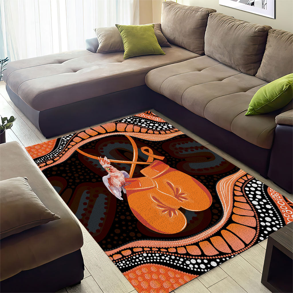 Australia Leukemia Support Area Rug Aussie Cockatoo Fight Boxing Gloves Aboriginal Art
