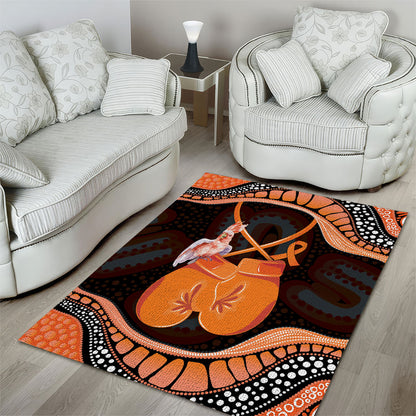 Australia Leukemia Support Area Rug Aussie Cockatoo Fight Boxing Gloves Aboriginal Art