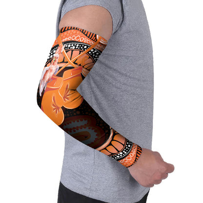 Personalised Australia Leukemia Support Arm Sleeves Aussie Cockatoo Fight Boxing Gloves Aboriginal Art
