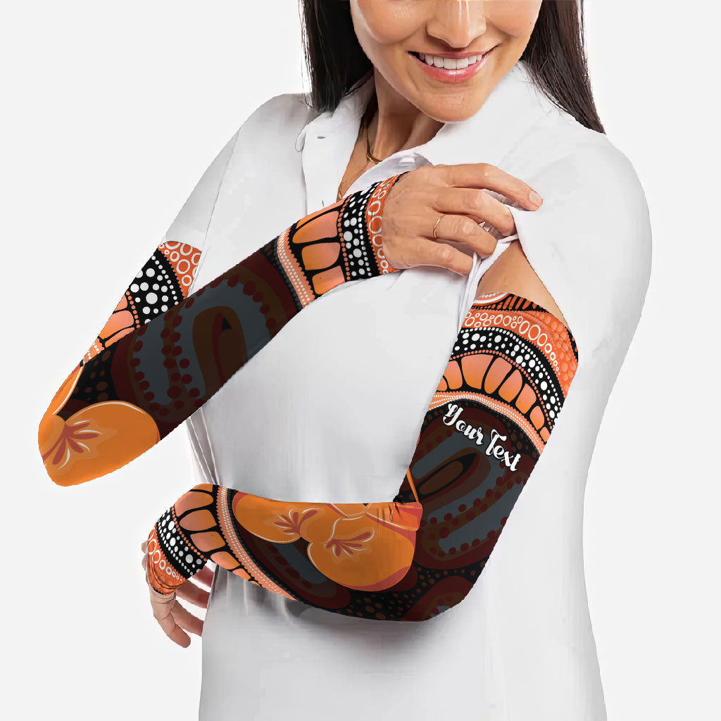 Personalised Australia Leukemia Support Arm Sleeves Aussie Cockatoo Fight Boxing Gloves Aboriginal Art
