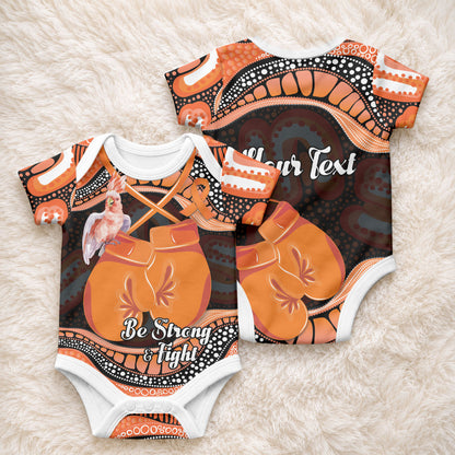 Personalised Australia Leukemia Support Baby Onesie Aussie Cockatoo Fight Boxing Gloves Aboriginal Art
