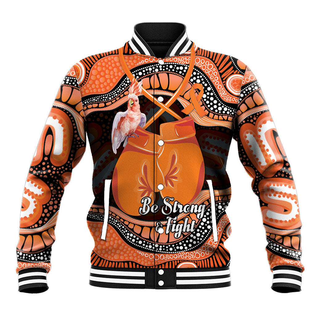 Personalised Australia Leukemia Support Baseball Jacket Aussie Cockatoo Fight Boxing Gloves Aboriginal Art