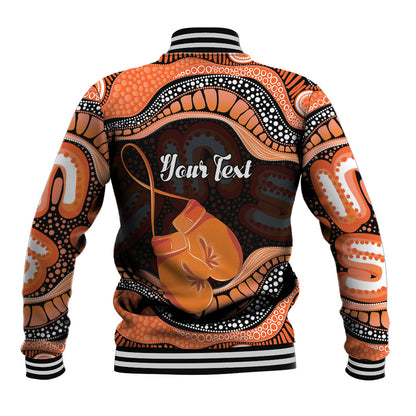 Personalised Australia Leukemia Support Baseball Jacket Aussie Cockatoo Fight Boxing Gloves Aboriginal Art