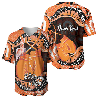 Personalised Australia Leukemia Support Baseball Jersey Aussie Cockatoo Fight Boxing Gloves Aboriginal Art