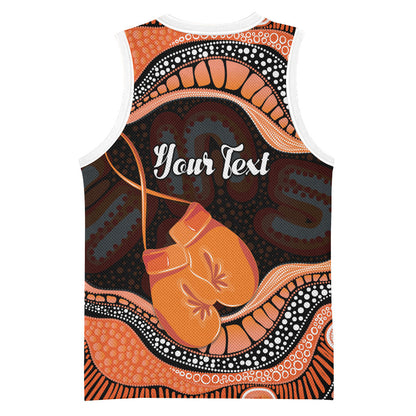 Personalised Australia Leukemia Support Basketball Jersey Aussie Cockatoo Fight Boxing Gloves Aboriginal Art