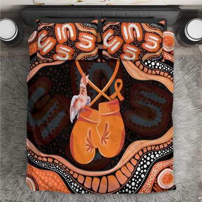 Australia Leukemia Support Bedding Set Aussie Cockatoo Fight Boxing Gloves Aboriginal Art
