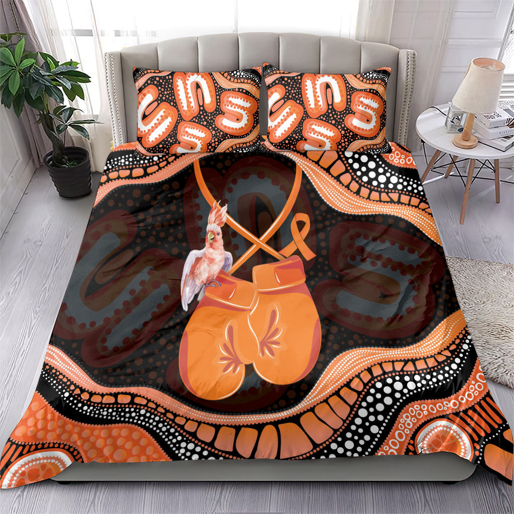 Australia Leukemia Support Bedding Set Aussie Cockatoo Fight Boxing Gloves Aboriginal Art