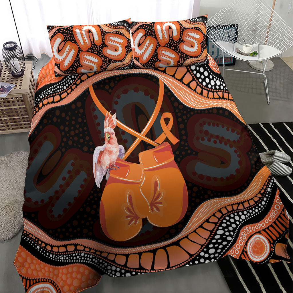 Australia Leukemia Support Bedding Set Aussie Cockatoo Fight Boxing Gloves Aboriginal Art