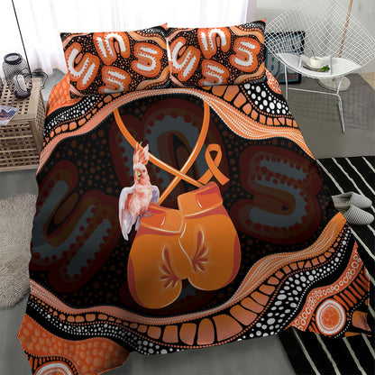 Australia Leukemia Support Bedding Set Aussie Cockatoo Fight Boxing Gloves Aboriginal Art