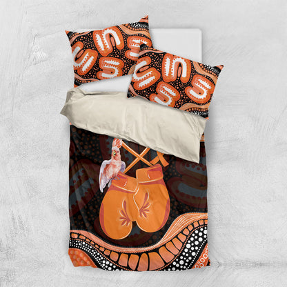 Australia Leukemia Support Bedding Set Aussie Cockatoo Fight Boxing Gloves Aboriginal Art