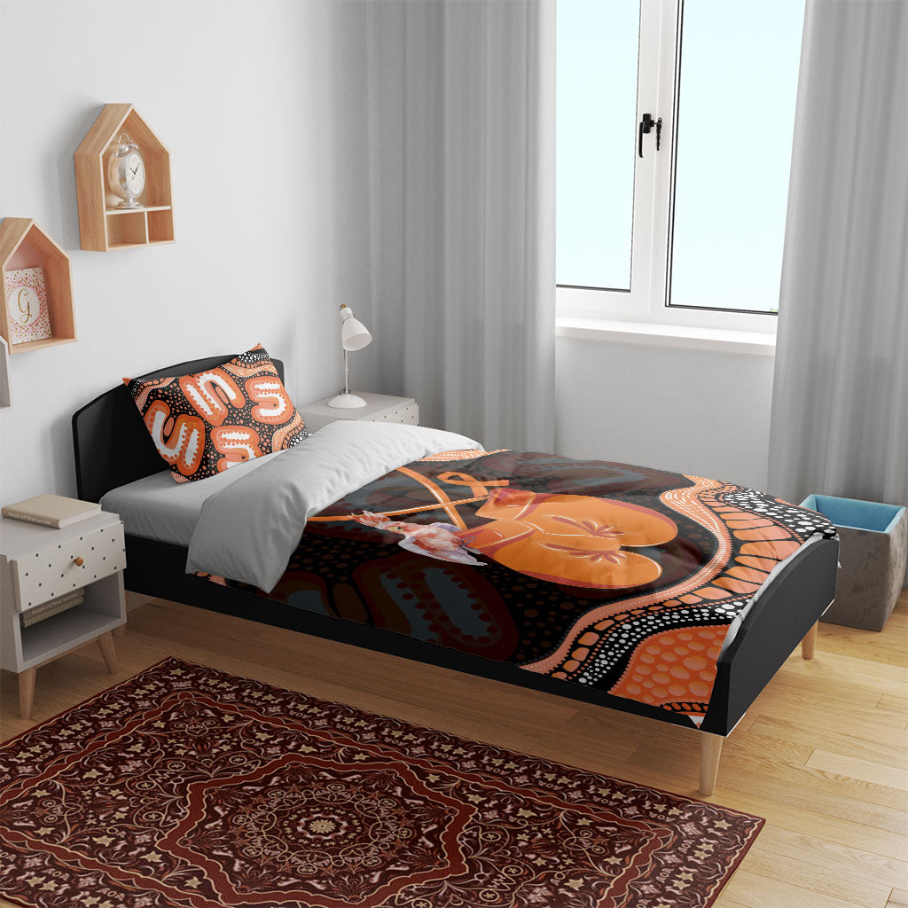 Australia Leukemia Support Bedding Set Aussie Cockatoo Fight Boxing Gloves Aboriginal Art