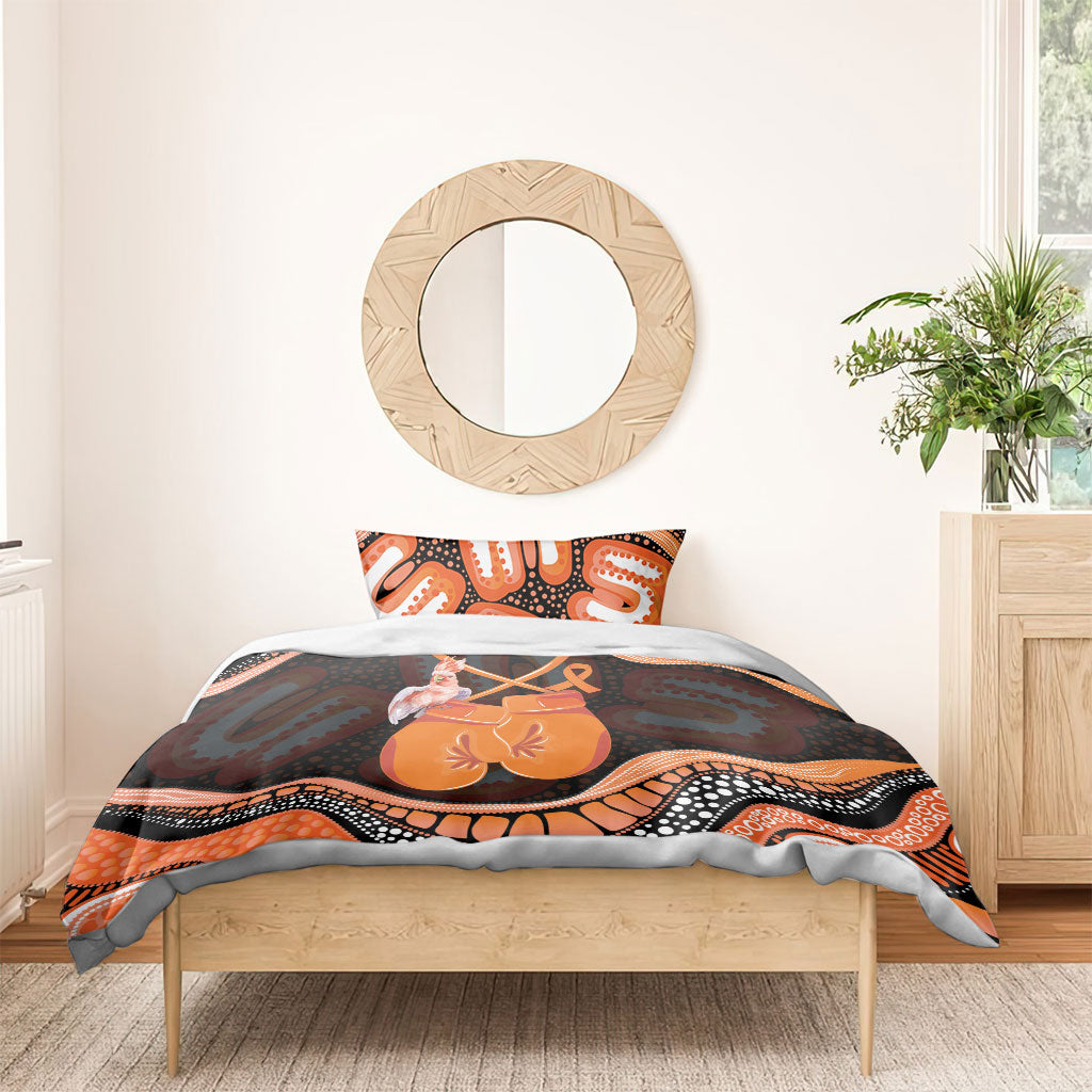 Australia Leukemia Support Bedding Set Aussie Cockatoo Fight Boxing Gloves Aboriginal Art