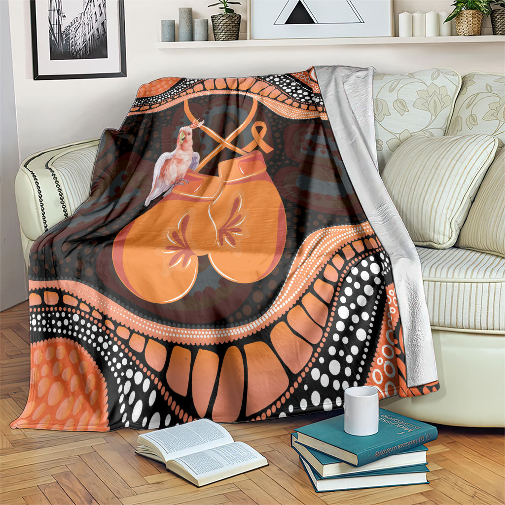 Australia Leukemia Support Blanket Aussie Cockatoo Fight Boxing Gloves Aboriginal Art