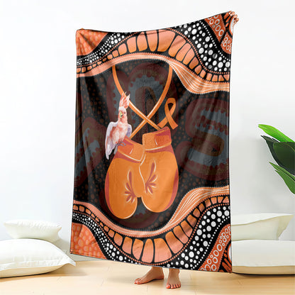 Australia Leukemia Support Blanket Aussie Cockatoo Fight Boxing Gloves Aboriginal Art
