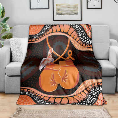 Australia Leukemia Support Blanket Aussie Cockatoo Fight Boxing Gloves Aboriginal Art