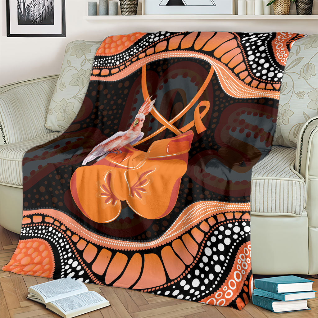 Australia Leukemia Support Blanket Aussie Cockatoo Fight Boxing Gloves Aboriginal Art