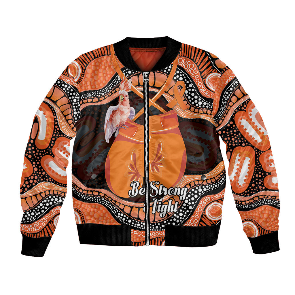Personalised Australia Leukemia Support Bomber Jacket Aussie Cockatoo Fight Boxing Gloves Aboriginal Art