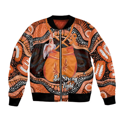 Personalised Australia Leukemia Support Bomber Jacket Aussie Cockatoo Fight Boxing Gloves Aboriginal Art