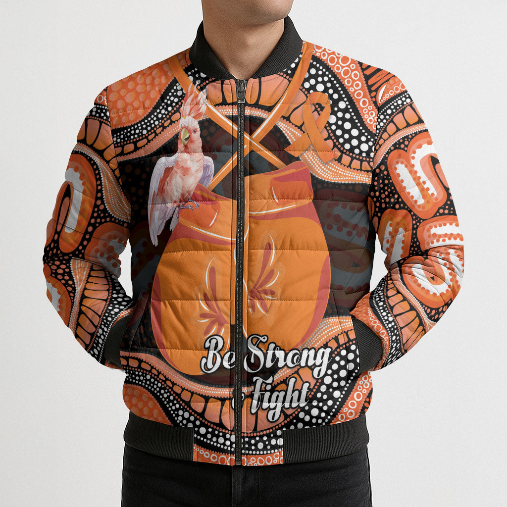 Personalised Australia Leukemia Support Bomber Puffer Jacket Aussie Cockatoo Fight Boxing Gloves Aboriginal Art