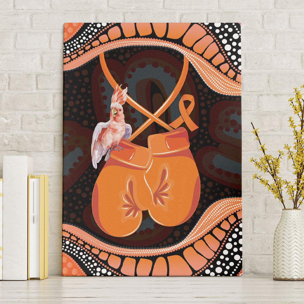 Australia Leukemia Support Canvas Wall Art Aussie Cockatoo Fight Boxing Gloves Aboriginal Art