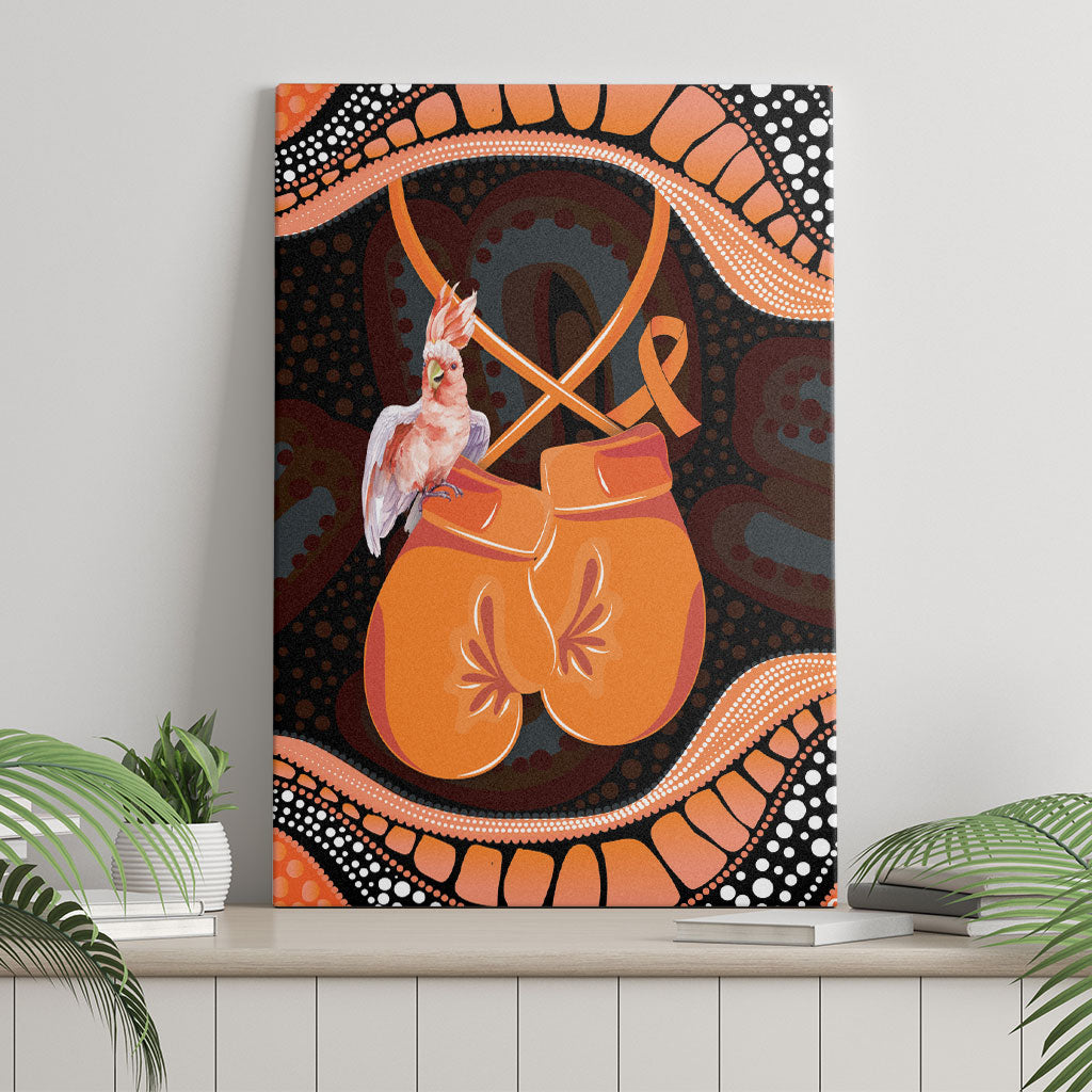 Australia Leukemia Support Canvas Wall Art Aussie Cockatoo Fight Boxing Gloves Aboriginal Art