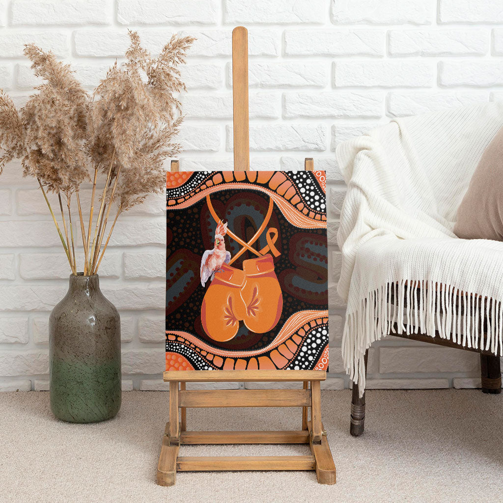 Australia Leukemia Support Canvas Wall Art Aussie Cockatoo Fight Boxing Gloves Aboriginal Art