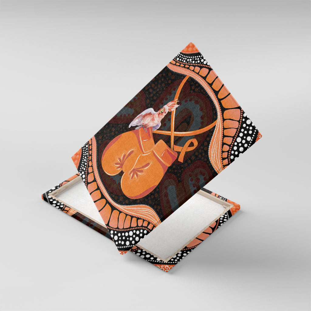 Australia Leukemia Support Canvas Wall Art Aussie Cockatoo Fight Boxing Gloves Aboriginal Art