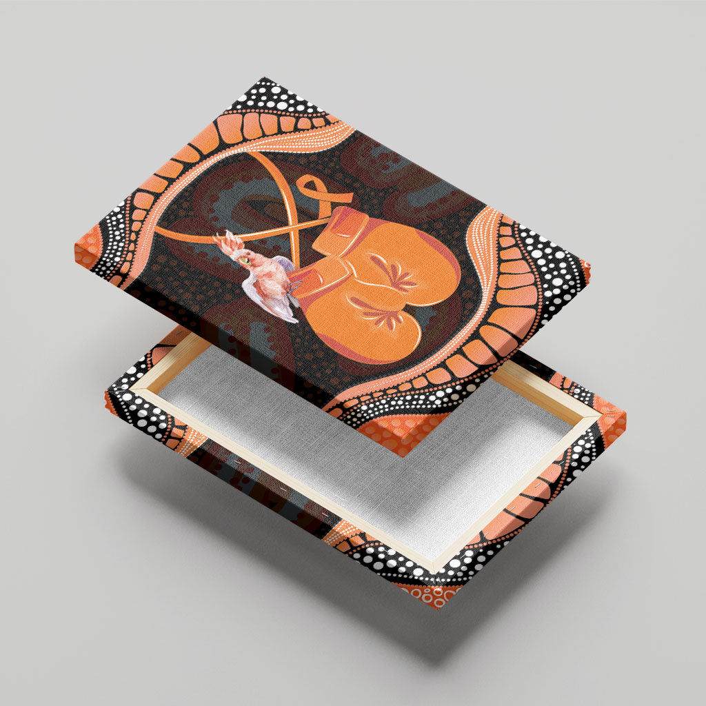 Australia Leukemia Support Canvas Wall Art Aussie Cockatoo Fight Boxing Gloves Aboriginal Art