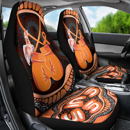 Australia Leukemia Support Car Seat Cover Aussie Cockatoo Fight Boxing Gloves Aboriginal Art