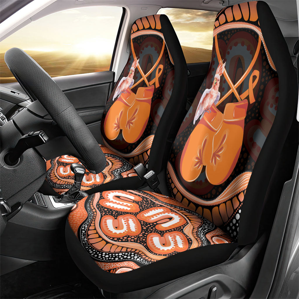 Australia Leukemia Support Car Seat Cover Aussie Cockatoo Fight Boxing Gloves Aboriginal Art