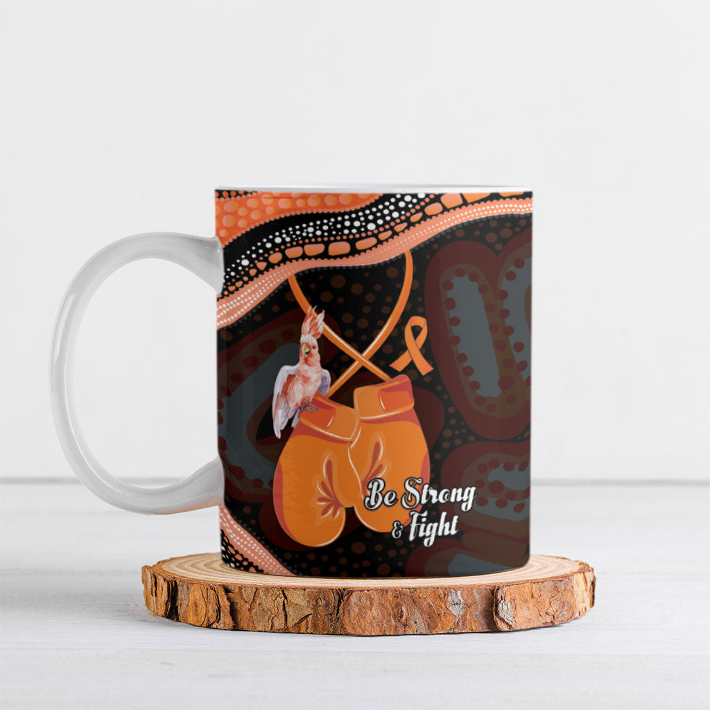 Personalised Australia Leukemia Support Ceramic Mug Aussie Cockatoo Fight Boxing Gloves Aboriginal Art