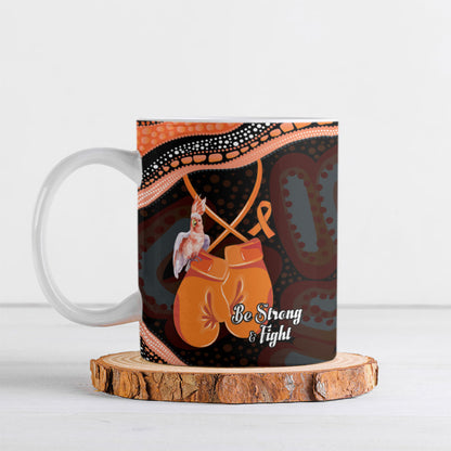 Personalised Australia Leukemia Support Ceramic Mug Aussie Cockatoo Fight Boxing Gloves Aboriginal Art
