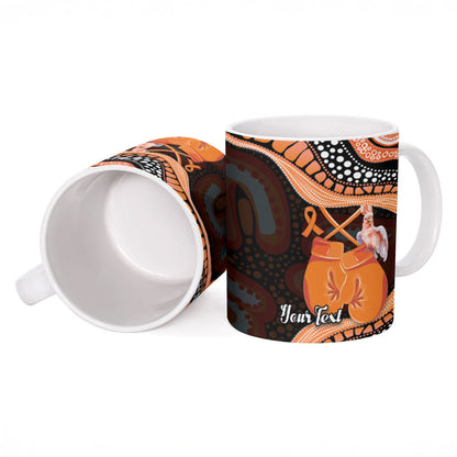 Personalised Australia Leukemia Support Ceramic Mug Aussie Cockatoo Fight Boxing Gloves Aboriginal Art