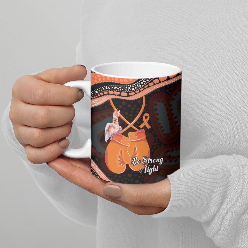 Personalised Australia Leukemia Support Ceramic Mug Aussie Cockatoo Fight Boxing Gloves Aboriginal Art