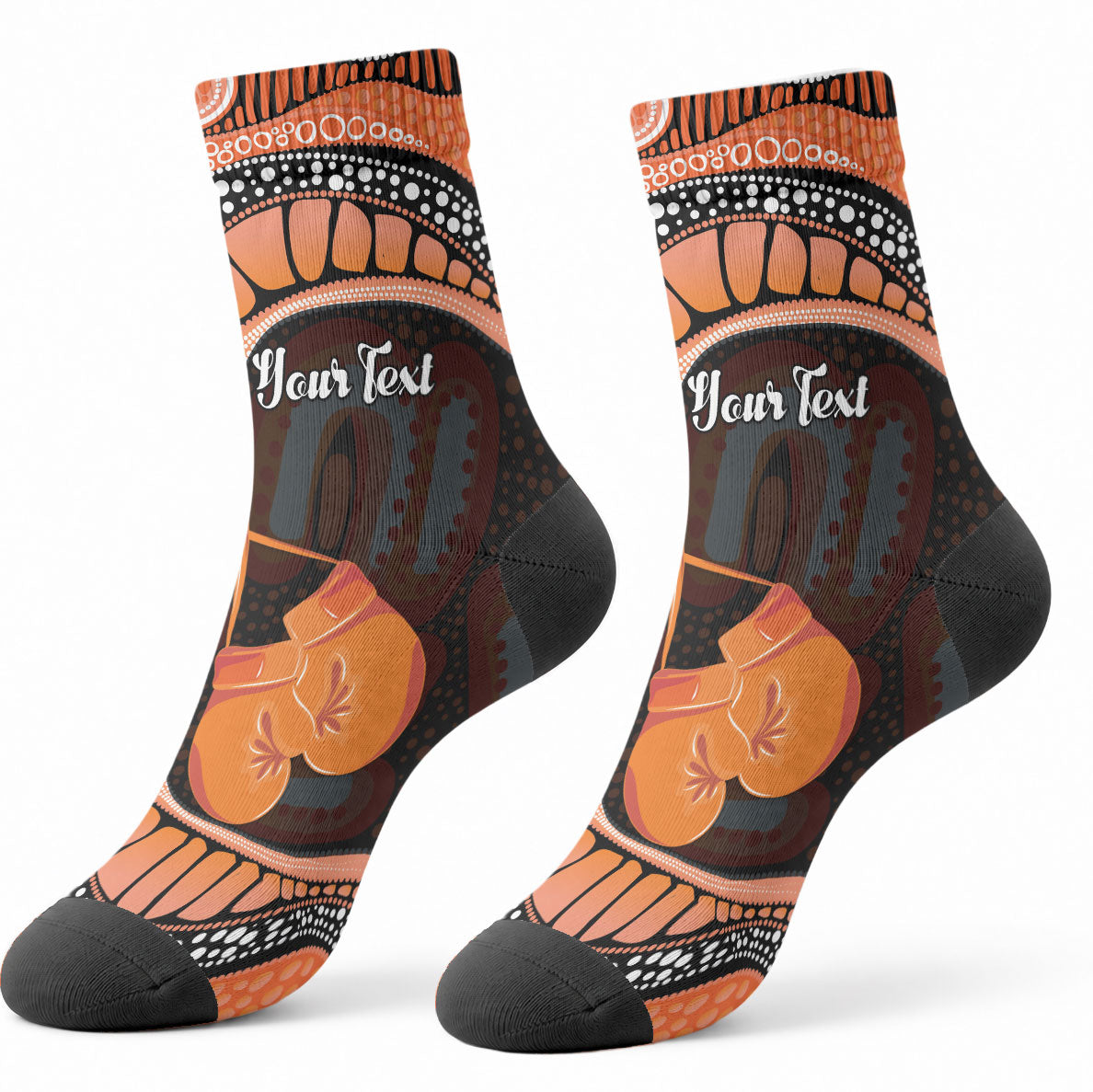 Personalised Australia Leukemia Support Crew Socks Aussie Cockatoo Fight Boxing Gloves Aboriginal Art