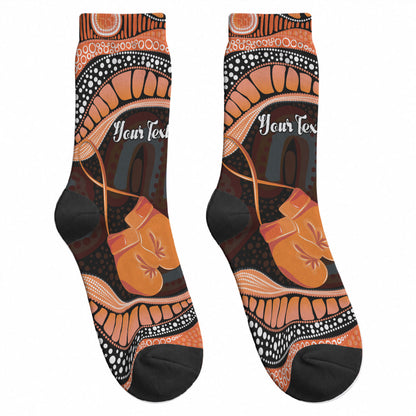 Personalised Australia Leukemia Support Crew Socks Aussie Cockatoo Fight Boxing Gloves Aboriginal Art