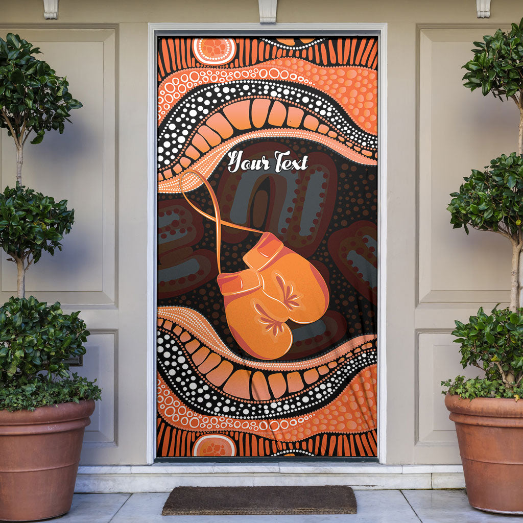 Personalised Australia Leukemia Support Door Cover Aussie Cockatoo Fight Boxing Gloves Aboriginal Art