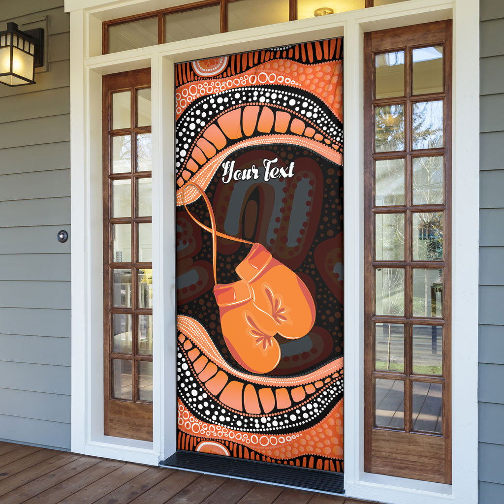 Personalised Australia Leukemia Support Door Cover Aussie Cockatoo Fight Boxing Gloves Aboriginal Art