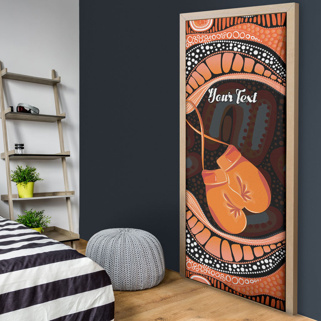 Personalised Australia Leukemia Support Door Cover Aussie Cockatoo Fight Boxing Gloves Aboriginal Art