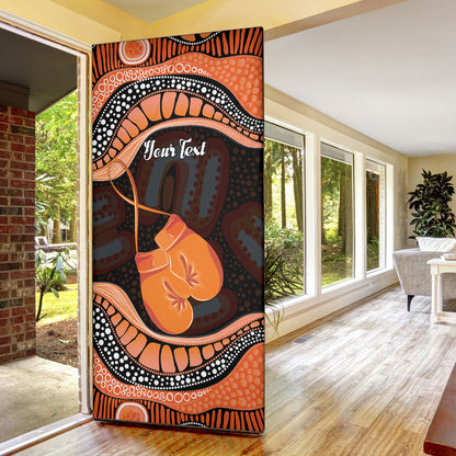 Personalised Australia Leukemia Support Door Cover Aussie Cockatoo Fight Boxing Gloves Aboriginal Art