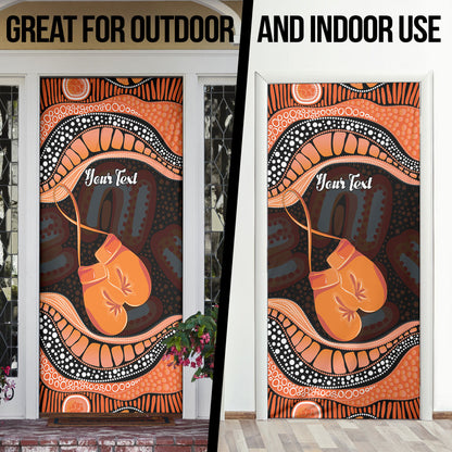 Personalised Australia Leukemia Support Door Cover Aussie Cockatoo Fight Boxing Gloves Aboriginal Art