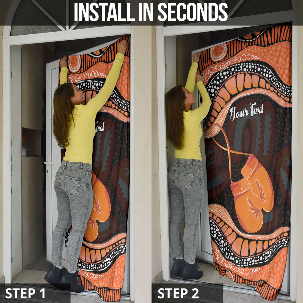 Personalised Australia Leukemia Support Door Cover Aussie Cockatoo Fight Boxing Gloves Aboriginal Art