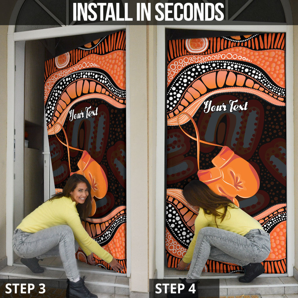 Personalised Australia Leukemia Support Door Cover Aussie Cockatoo Fight Boxing Gloves Aboriginal Art