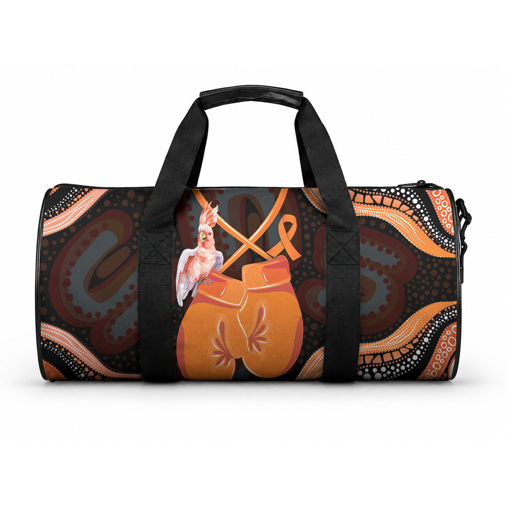 Australia Leukemia Support Duffle Bag Aussie Cockatoo Fight Boxing Gloves Aboriginal Art