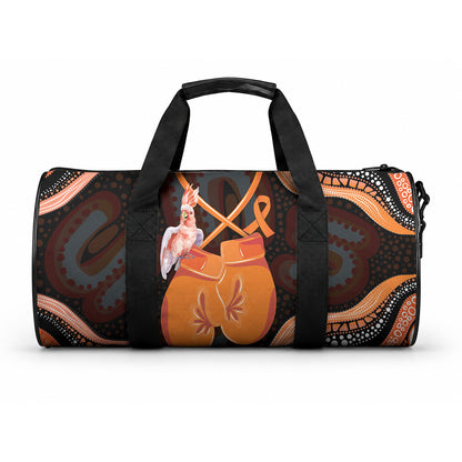 Australia Leukemia Support Duffle Bag Aussie Cockatoo Fight Boxing Gloves Aboriginal Art