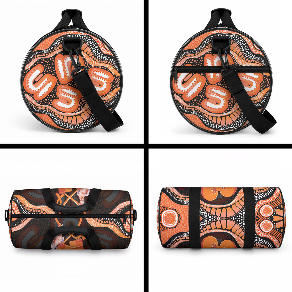 Australia Leukemia Support Duffle Bag Aussie Cockatoo Fight Boxing Gloves Aboriginal Art