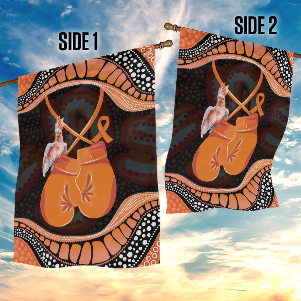 Australia Leukemia Support Garden Flag Aussie Cockatoo Fight Boxing Gloves Aboriginal Art