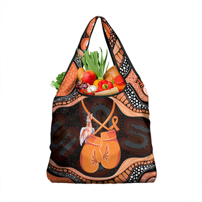 Australia Leukemia Support Grocery Bag Aussie Cockatoo Fight Boxing Gloves Aboriginal Art